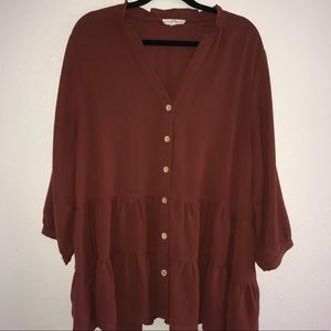 ENTRO 3/4 Sleeve Burnt Orange Blouse - XL